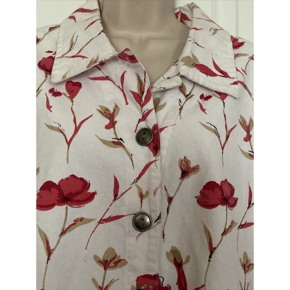 Liz Baker Woman Jacket Red Tan Floral Lined Size 2X Large Button Front C… - Picture 5 of 9